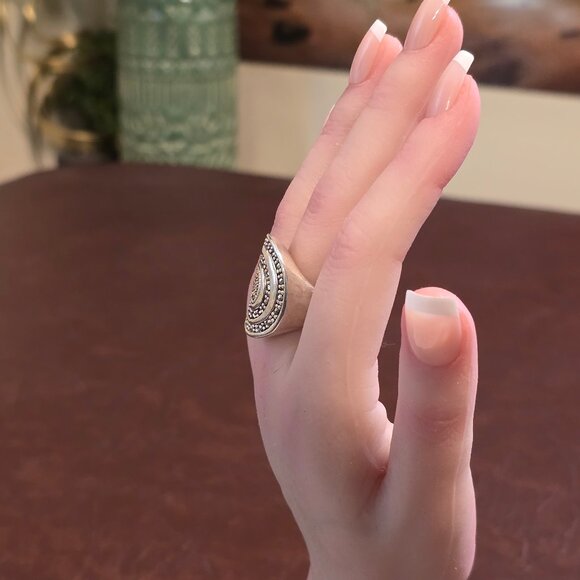 Sterling Silver & Pavé Medallion Ring - Picture 2 of 6